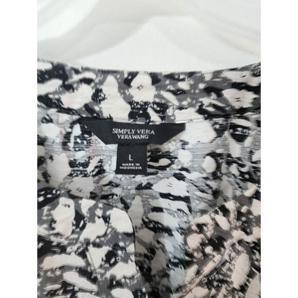 Simply Vera Vera Wang Crepe Shirt Dress Size large Black/White - Picture 3 of 4